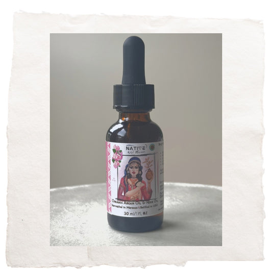 100% Organic Argan and Rose Oil (Cold Pressed)